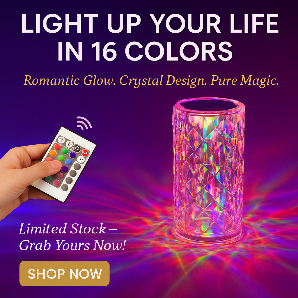 ✨ Crystal Diamond Touch Lamp – 16 Color LED Light | Romantic Ambience for Home & Gifting